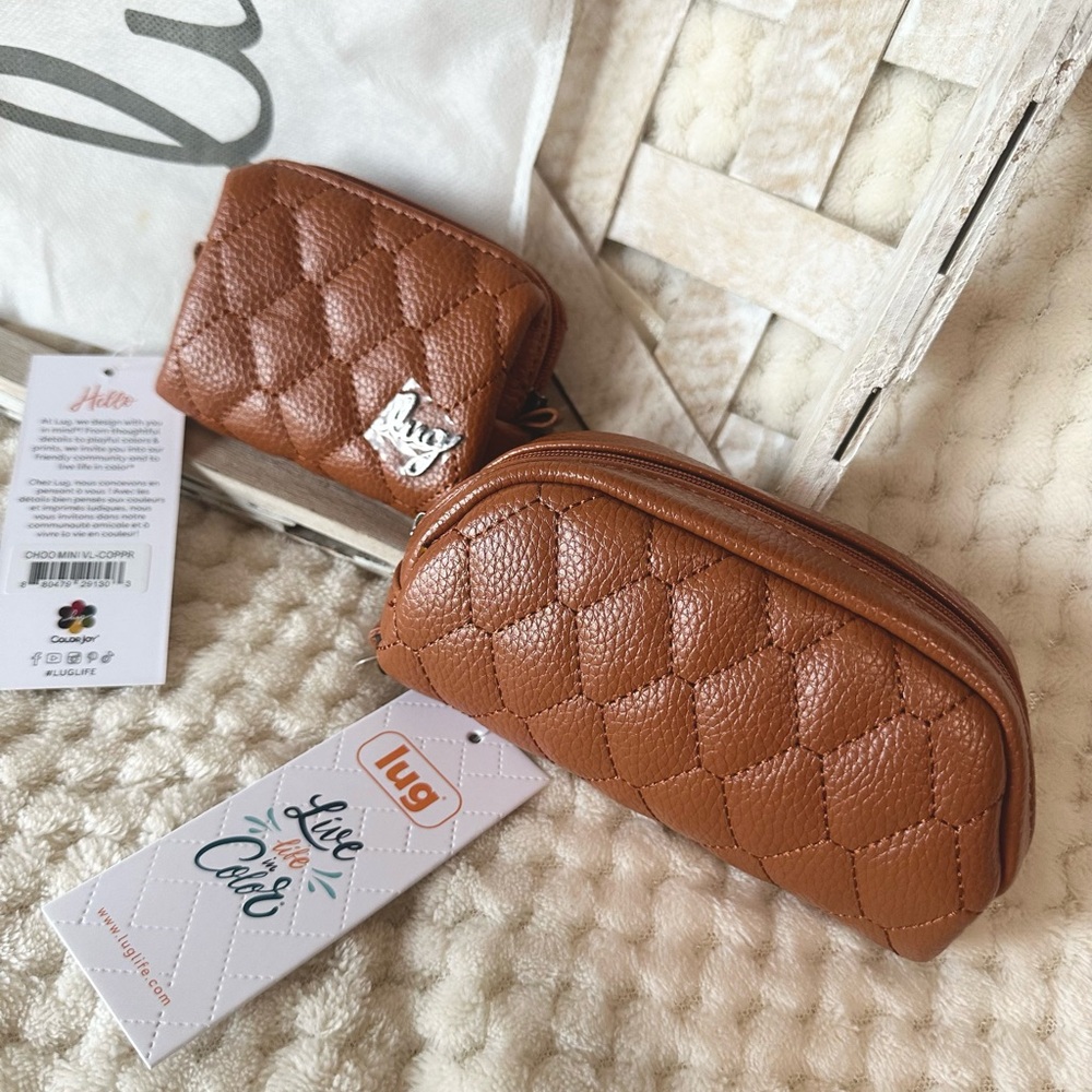 NWT Lug copper Brown bobsled vl and choo choo mini vl Set eyeglass & pill case